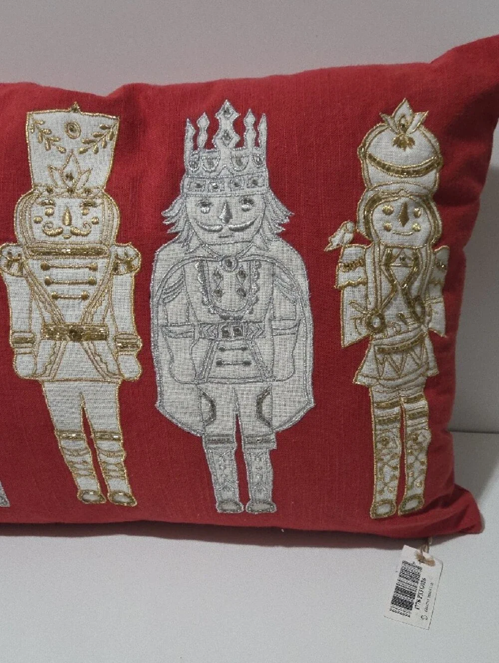 Holiday Nutcracker Embroidered Decorative Pillow